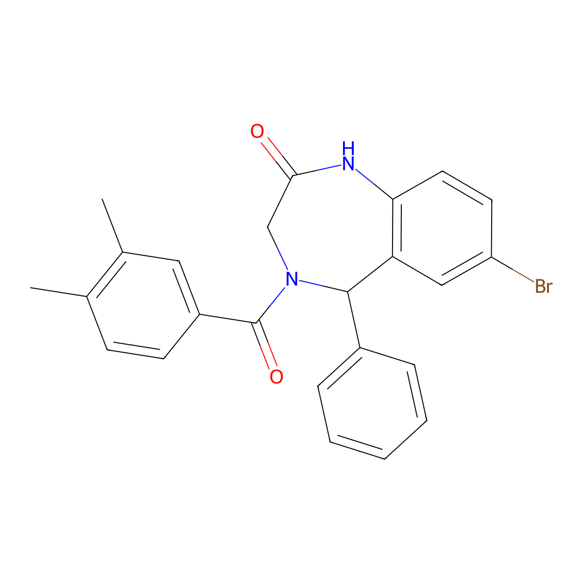 7-bromo-4-(3,4-dimethylbenzoyl)-5-phenyl-4,5-dihydro-1H-benzo[e][1,4]diazepin-2(3H)-one molecular structure, CAS 533876-88-9