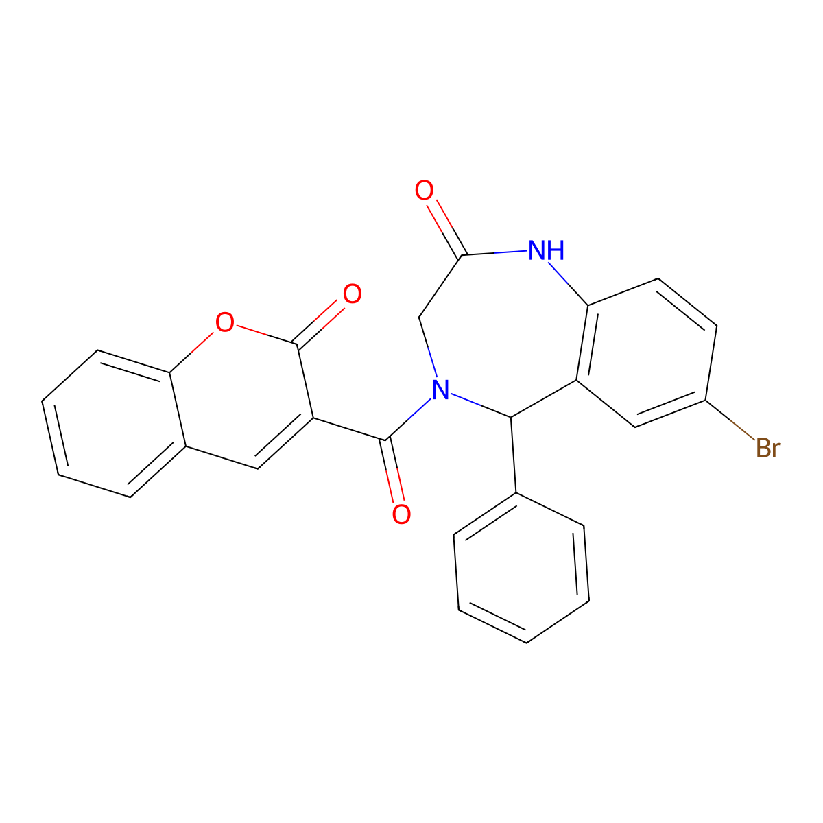 7-bromo-4-(2-oxo-2H-chromene-3-carbonyl)-5-phenyl-4,5-dihydro-1H-benzo[e][1,4]diazepin-2(3H)-one molecular structure, CAS 533877-34-8