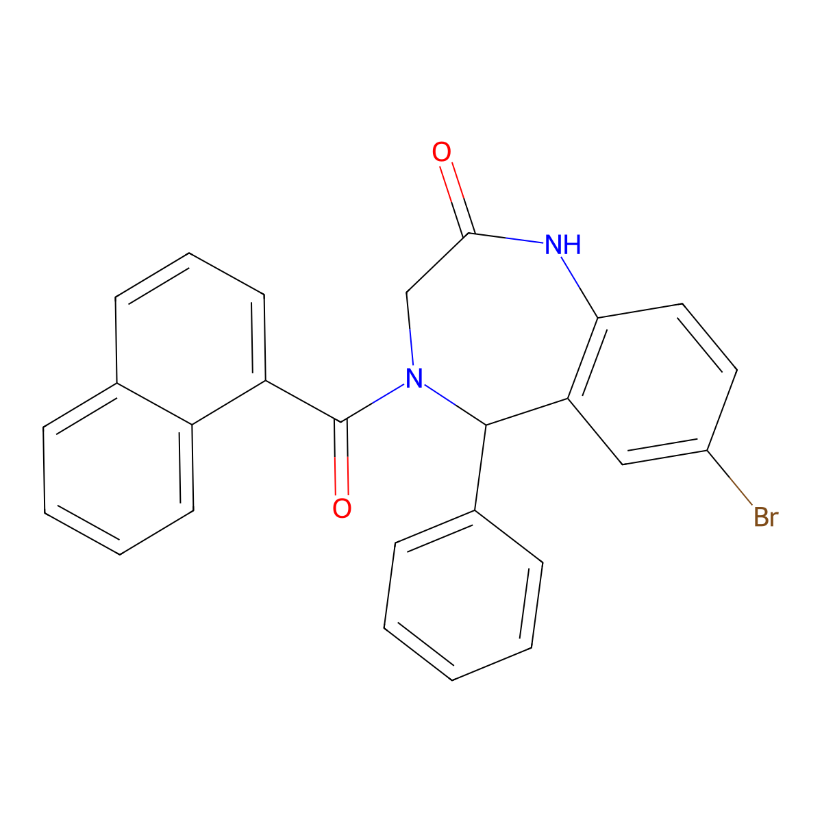 7-bromo-4-(naphthalene-1-carbonyl)-5-phenyl-3,5-dihydro-1H-1,4-benzodiazepin-2-one molecular structure, CAS 533877-55-3