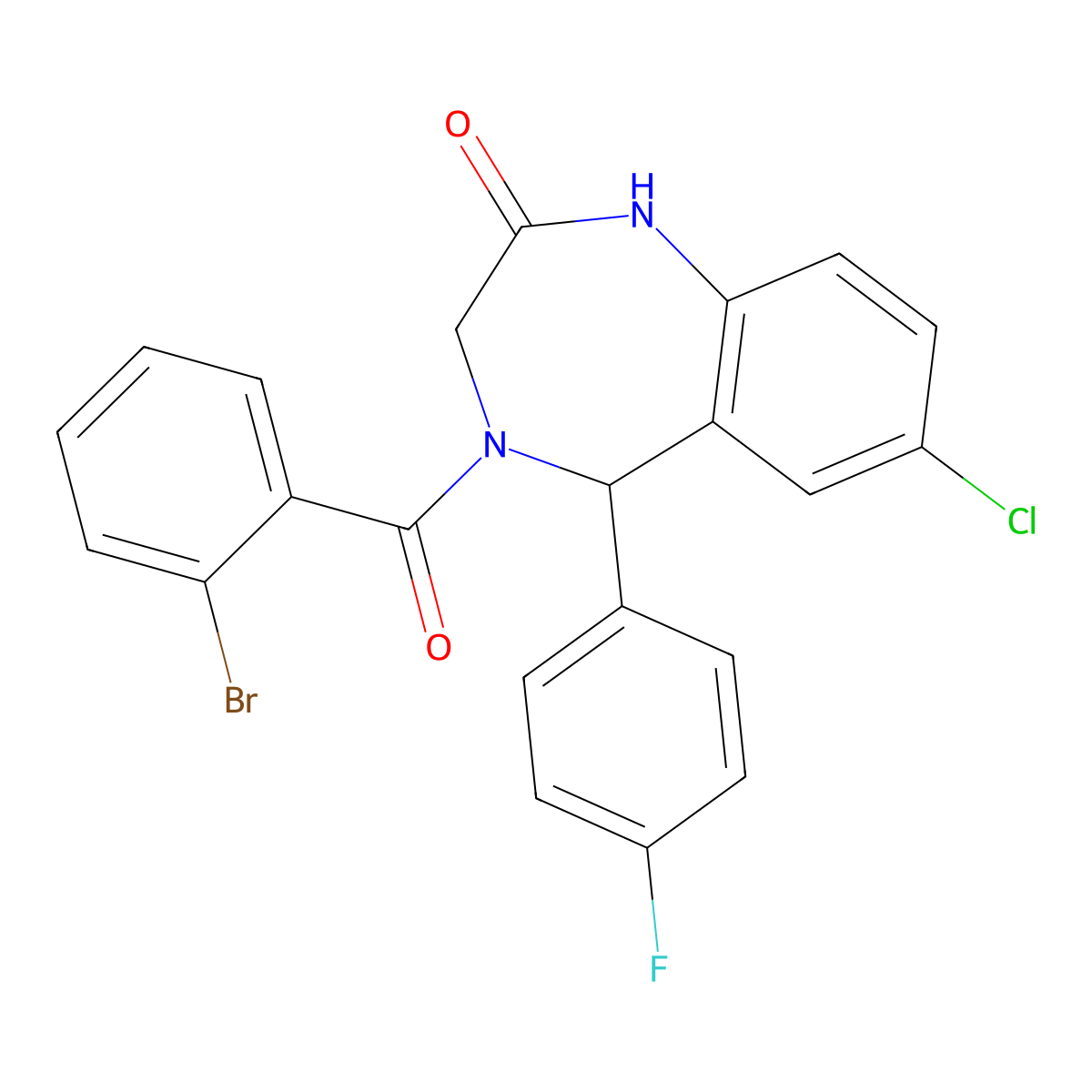 4-(2-bromobenzoyl)-7-chloro-5-(4-fluorophenyl)-4,5-dihydro-1H-benzo[e][1,4]diazepin-2(3H)-one molecular structure, CAS 533878-70-5