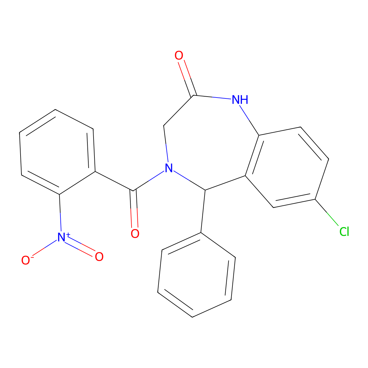7-chloro-4-(2-nitrobenzoyl)-5-phenyl-2,3,4,5-tetrahydro-1H-1,4-benzodiazepin-2-one molecular structure, CAS 533878-87-4