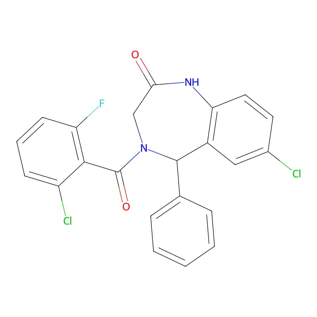7-chloro-4-(2-chloro-6-fluorobenzoyl)-5-phenyl-4,5-dihydro-1H-benzo[e][1,4]diazepin-2(3H)-one molecular structure, CAS 533879-26-4