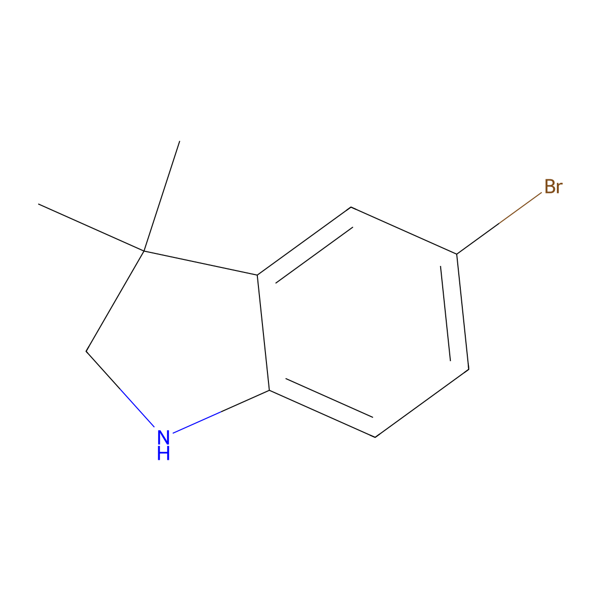 5-bromo-3,3-dimethyl-2,3-dihydro-1H-indole molecular structure, CAS 53388-86-6
