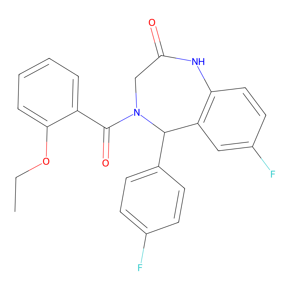 4-(2-ethoxybenzoyl)-7-fluoro-5-(4-fluorophenyl)-4,5-dihydro-1H-benzo[e][1,4]diazepin-2(3H)-one molecular structure, CAS 533880-56-7