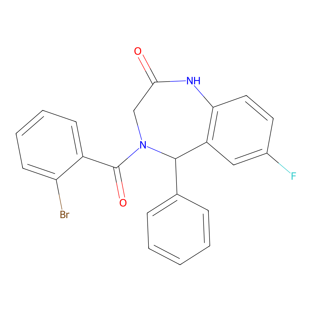 4-(2-bromobenzoyl)-7-fluoro-5-phenyl-4,5-dihydro-1H-benzo[e][1,4]diazepin-2(3H)-one molecular structure, CAS 533887-70-6