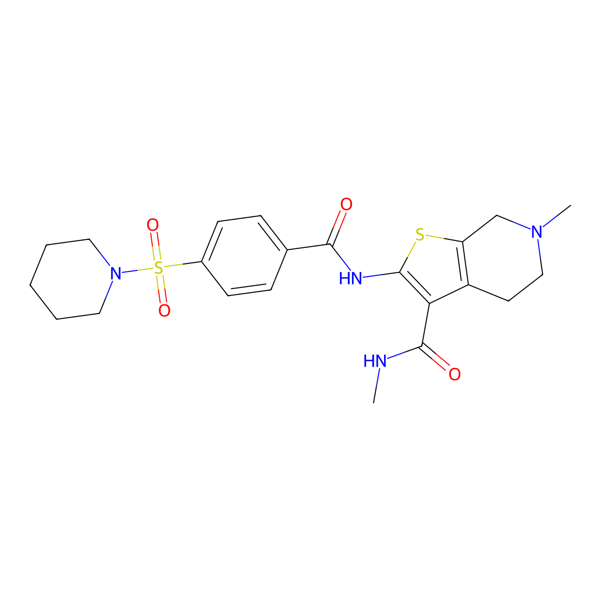N,6-dimethyl-2-(4-(piperidin-1-ylsulfonyl)benzamido)-4,5,6,7-tetrahydrothieno[2,3-c]pyridine-3-carboxamide molecular structure, CAS 533890-81-2