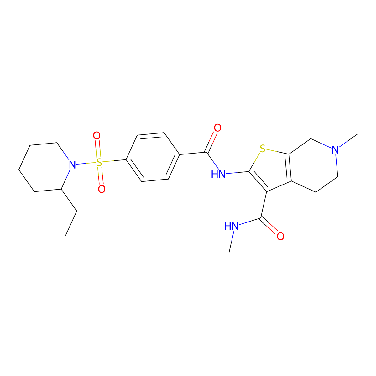 2-(4-((2-ethylpiperidin-1-yl)sulfonyl)benzamido)-N,6-dimethyl-4,5,6,7-tetrahydrothieno[2,3-c]pyridine-3-carboxamide molecular structure, CAS 533891-20-2