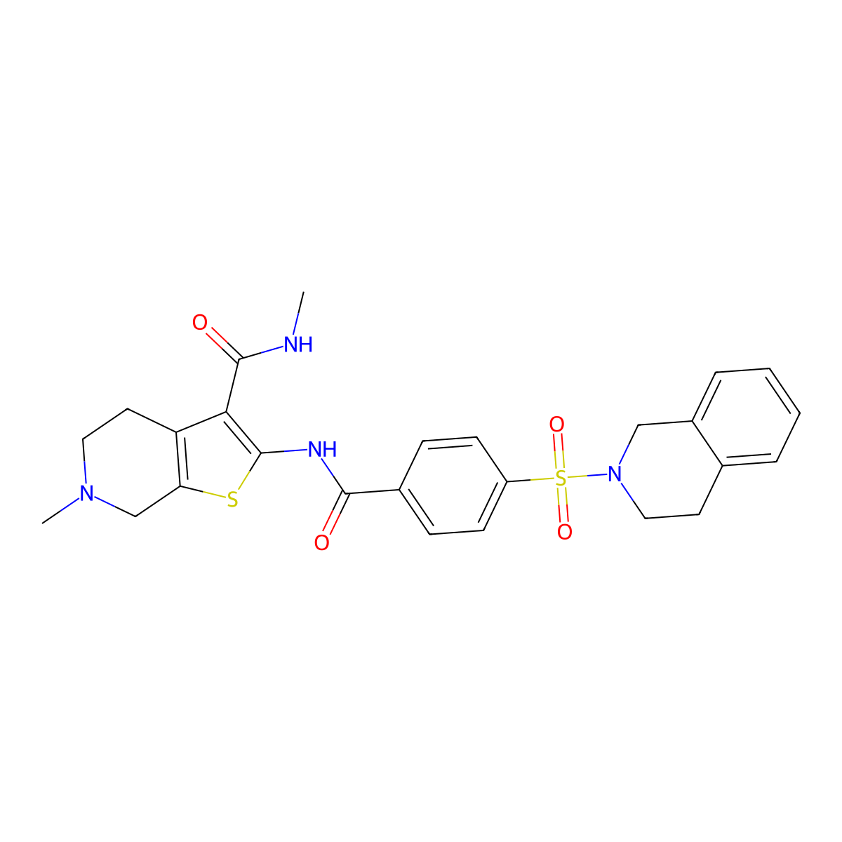 2-(4-((3,4-dihydroisoquinolin-2(1H)-yl)sulfonyl)benzamido)-N,6-dimethyl-4,5,6,7-tetrahydrothieno[2,3-c]pyridine-3-carboxamide molecular structure, CAS 533891-47-3