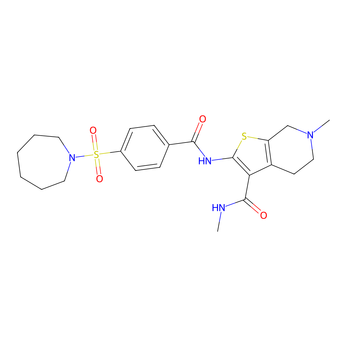 2-(4-(azepan-1-ylsulfonyl)benzamido)-N,6-dimethyl-4,5,6,7-tetrahydrothieno[2,3-c]pyridine-3-carboxamide molecular structure, CAS 533891-73-5