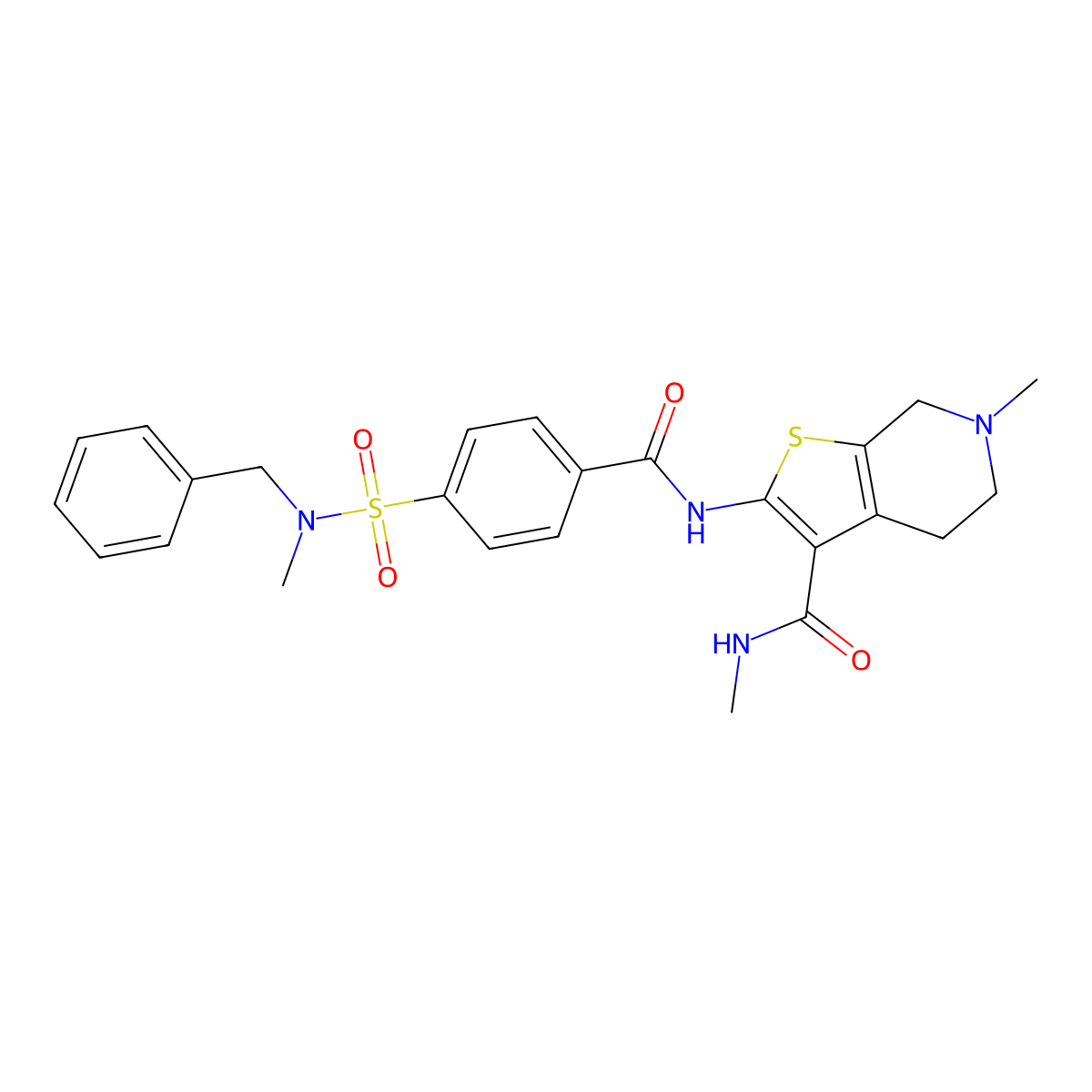 2-(4-(N-benzyl-N-methylsulfamoyl)benzamido)-N,6-dimethyl-4,5,6,7-tetrahydrothieno[2,3-c]pyridine-3-carboxamide molecular structure, CAS 533892-73-8
