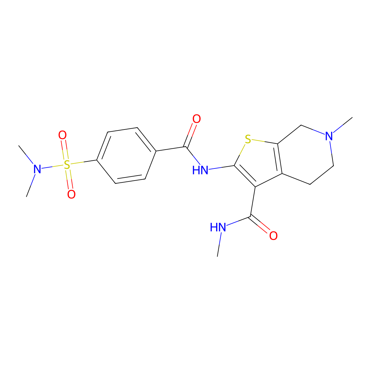 2-[[4-(dimethylsulfamoyl)benzoyl]amino]-N,6-dimethyl-5,7-dihydro-4H-thieno[2,3-c]pyridine-3-carboxamide molecular structure, CAS 533893-90-2