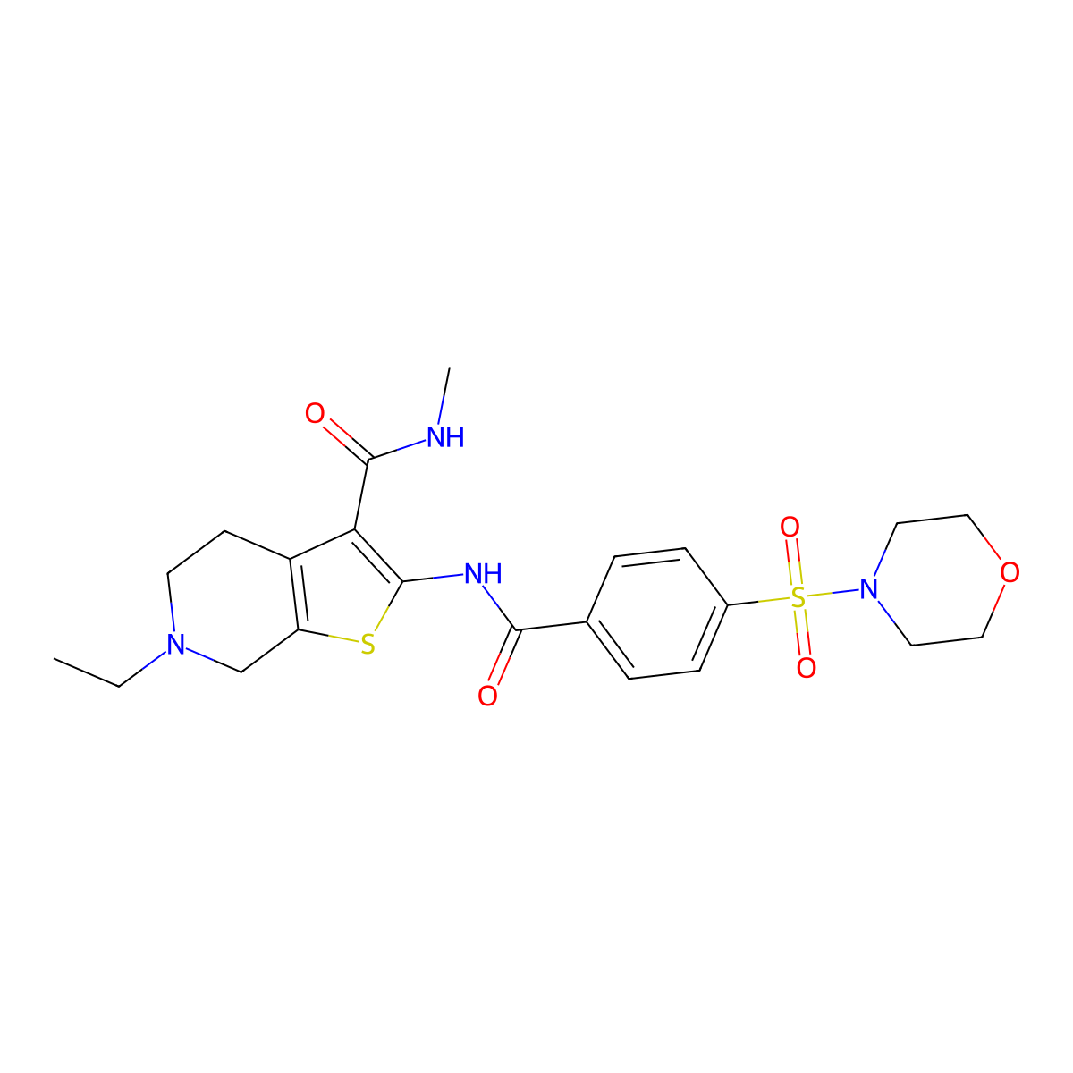 6-ethyl-N-methyl-2-(4-(morpholinosulfonyl)benzamido)-4,5,6,7-tetrahydrothieno[2,3-c]pyridine-3-carboxamide molecular structure, CAS 533894-50-7