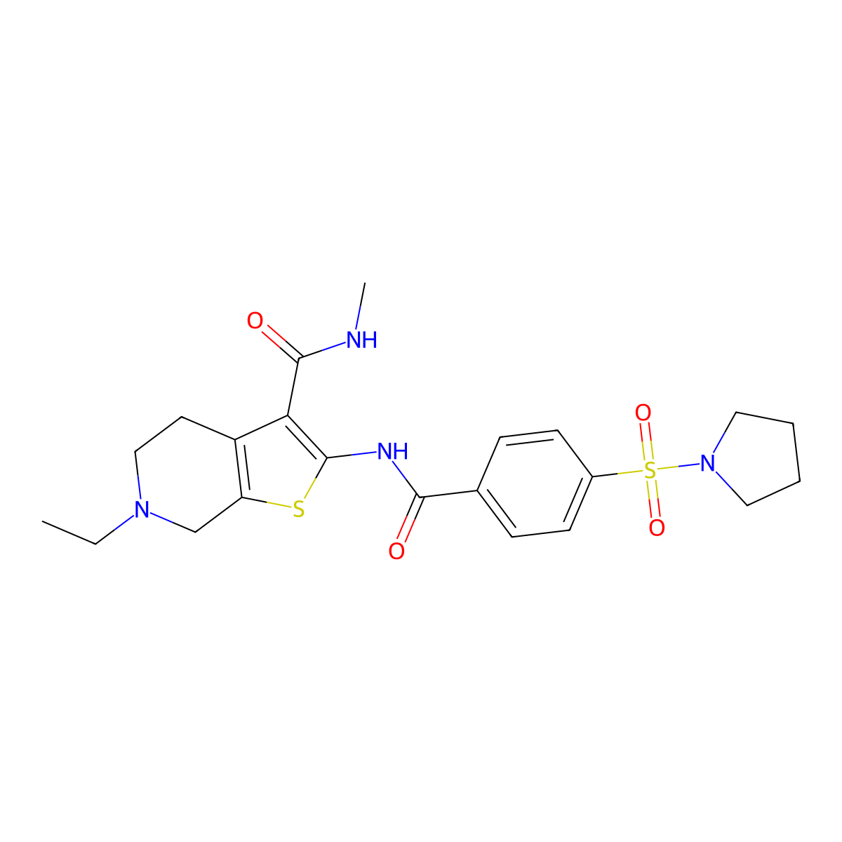 6-ethyl-N-methyl-2-(4-(pyrrolidin-1-ylsulfonyl)benzamido)-4,5,6,7-tetrahydrothieno[2,3-c]pyridine-3-carboxamide molecular structure, CAS 533895-89-5