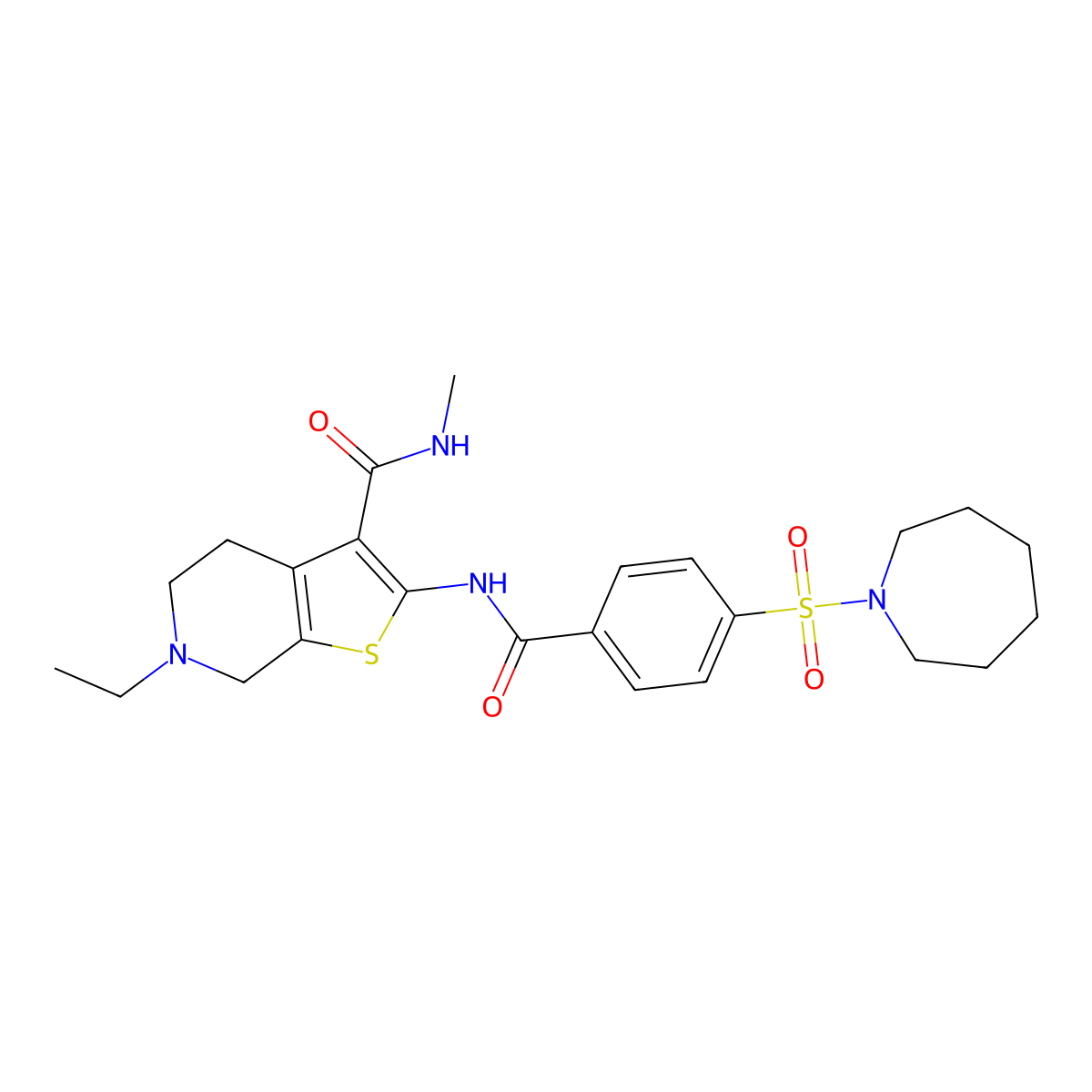 2-[[4-(azepan-1-ylsulfonyl)benzoyl]amino]-6-ethyl-N-methyl-5,7-dihydro-4H-thieno[2,3-c]pyridine-3-carboxamide molecular structure, CAS 533896-03-6