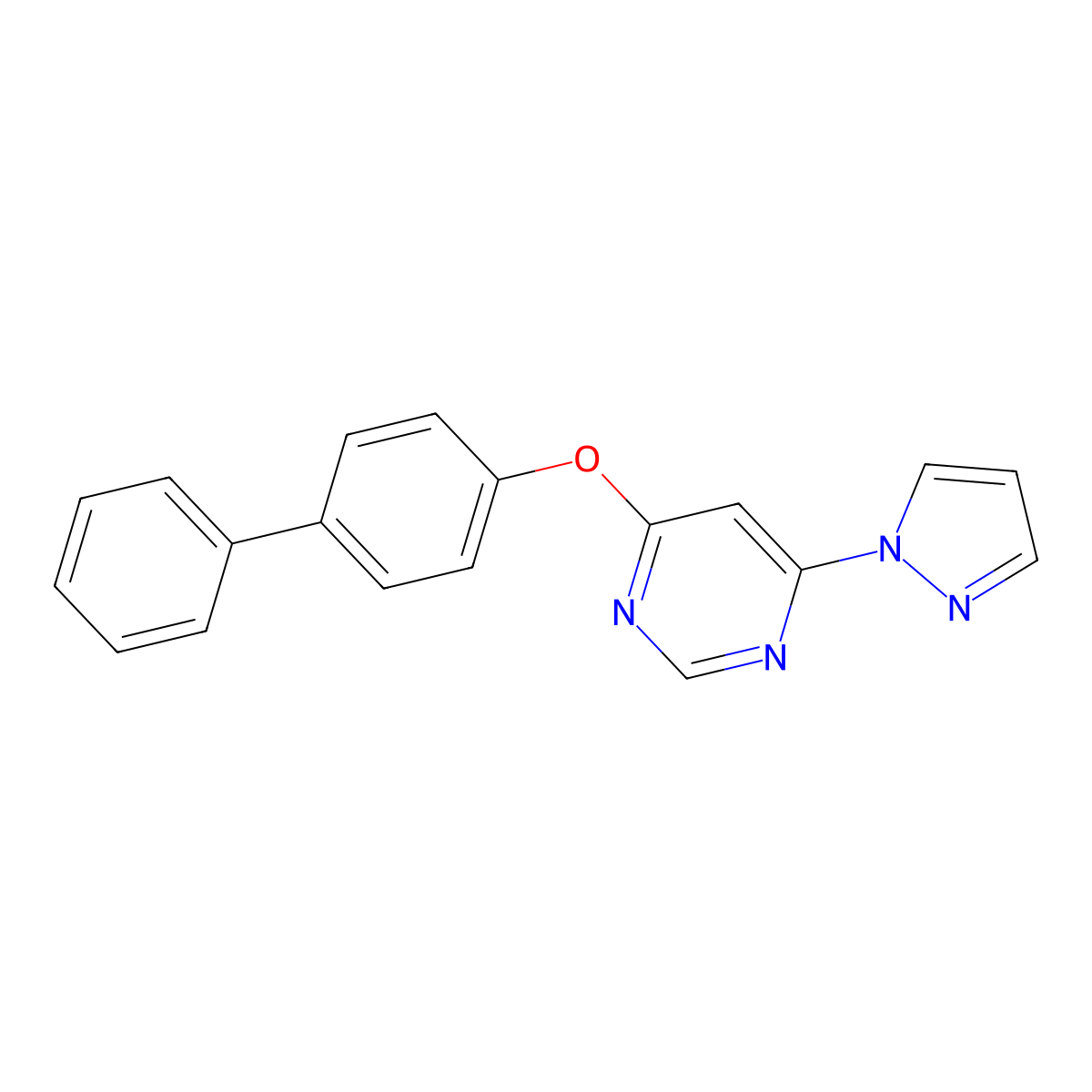 4-(4-Phenylphenoxy)-6-pyrazol-1-ylpyrimidine molecular structure, CAS 5339-66-2