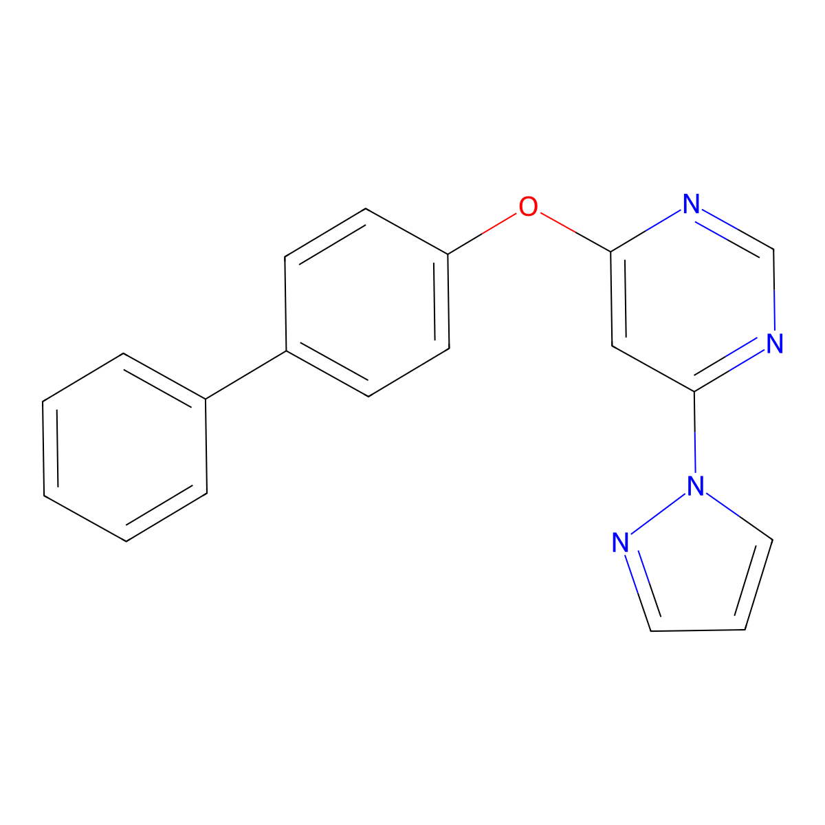 4-(4-Phenylphenoxy)-6-pyrazol-1-ylpyrimidine molecular structure, CAS 5339-66-2