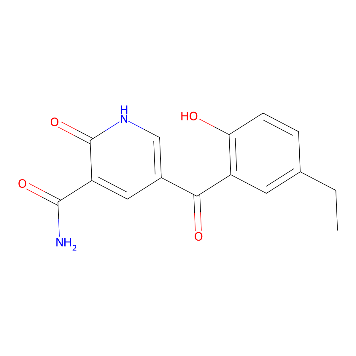 5-(5-ethyl-2-hydroxybenzoyl)-2-oxo-1H-pyridine-3-carboxamide molecular structure, CAS 53390-22-0