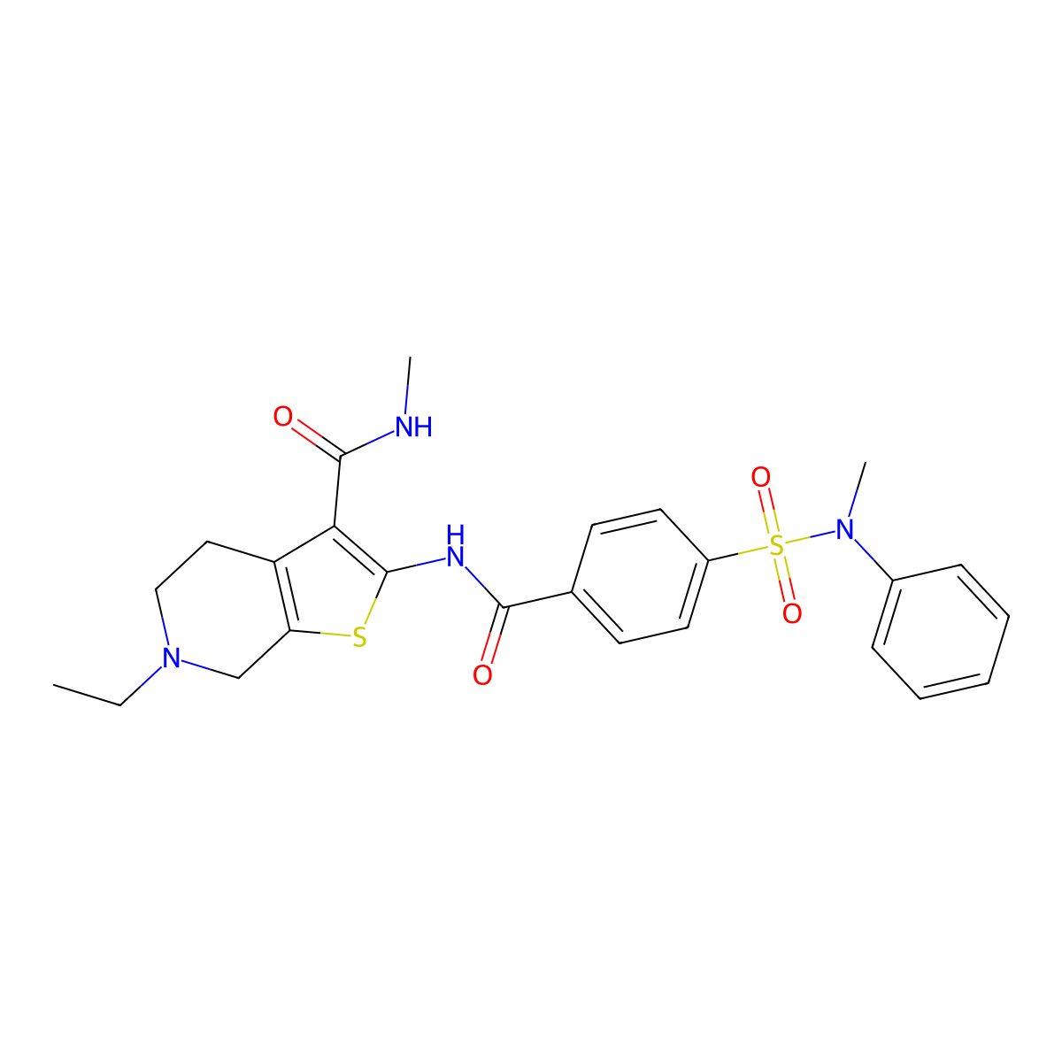 6-ethyl-N-methyl-2-[[4-[methyl(phenyl)sulfamoyl]benzoyl]amino]-5,7-dihydro-4H-thieno[2,3-c]pyridine-3-carboxamide molecular structure, CAS 533904-03-9