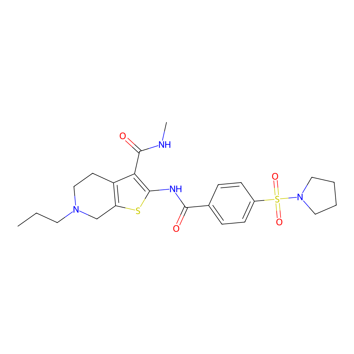 N-methyl-6-propyl-2-(4-(pyrrolidin-1-ylsulfonyl)benzamido)-4,5,6,7-tetrahydrothieno[2,3-c]pyridine-3-carboxamide molecular structure, CAS 533905-58-7