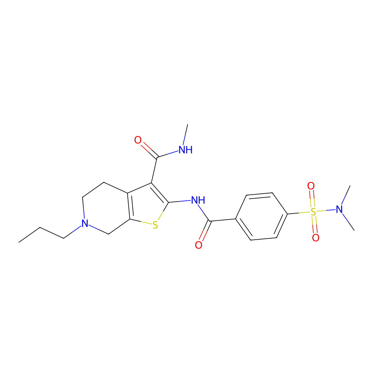 2-[[4-(dimethylsulfamoyl)benzoyl]amino]-N-methyl-6-propyl-5,7-dihydro-4H-thieno[2,3-c]pyridine-3-carboxamide molecular structure, CAS 533906-71-7