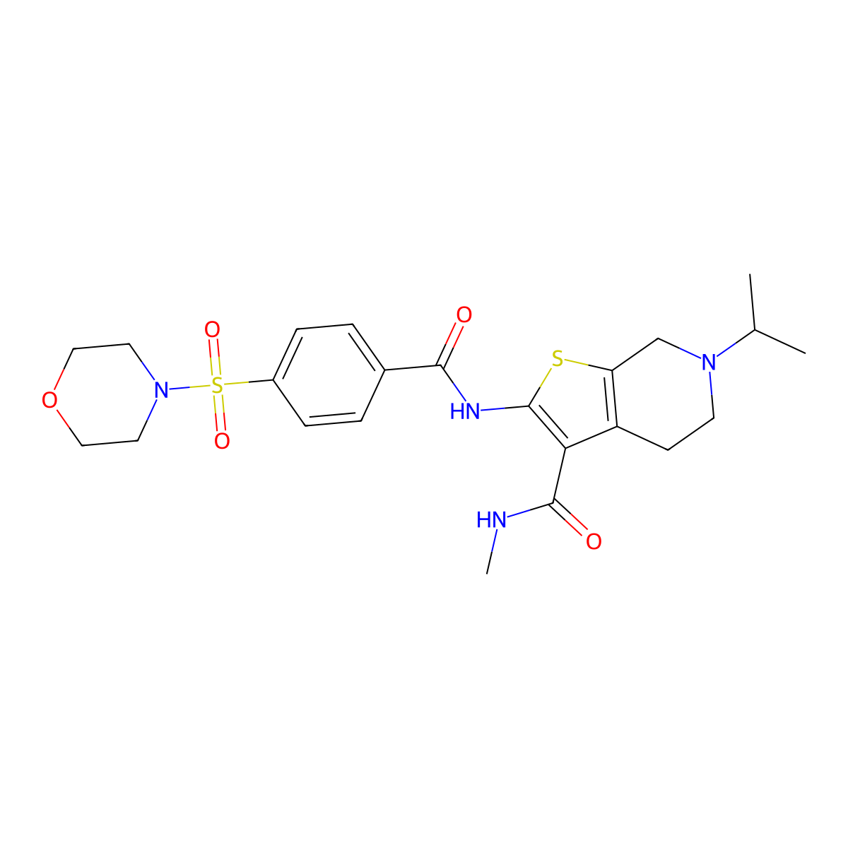 6-isopropyl-N-methyl-2-(4-(morpholinosulfonyl)benzamido)-4,5,6,7-tetrahydrothieno[2,3-c]pyridine-3-carboxamide molecular structure, CAS 533906-99-9