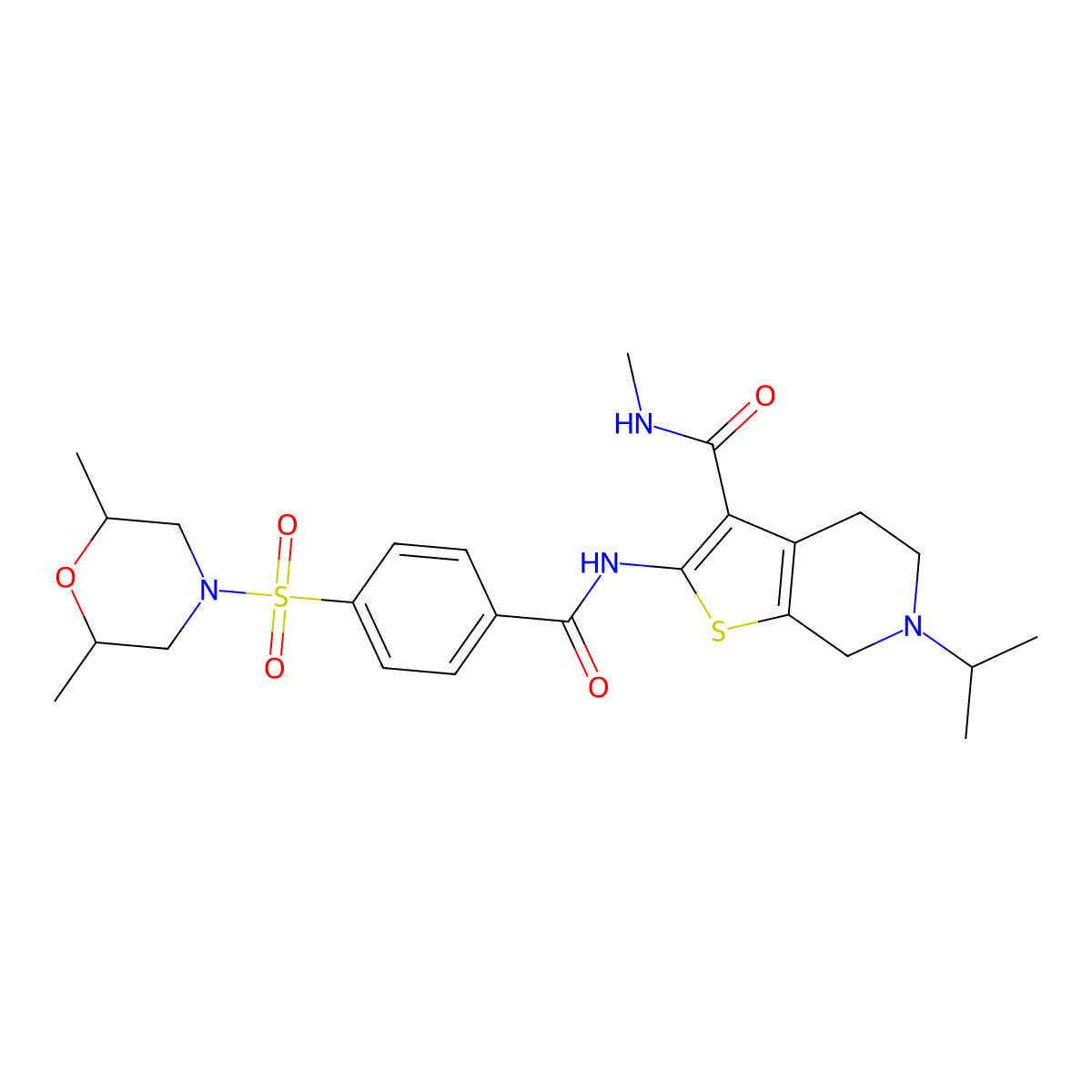2-(4-((2,6-dimethylmorpholino)sulfonyl)benzamido)-6-isopropyl-N-methyl-4,5,6,7-tetrahydrothieno[2,3-c]pyridine-3-carboxamide molecular structure, CAS 533907-06-1
