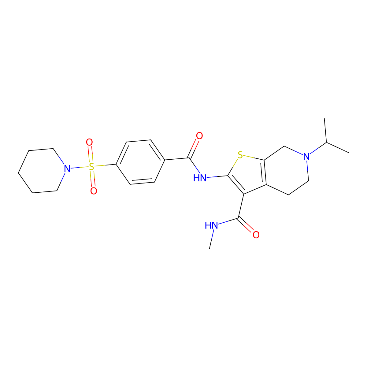 6-isopropyl-N-methyl-2-(4-(piperidin-1-ylsulfonyl)benzamido)-4,5,6,7-tetrahydrothieno[2,3-c]pyridine-3-carboxamide molecular structure, CAS 533907-27-6