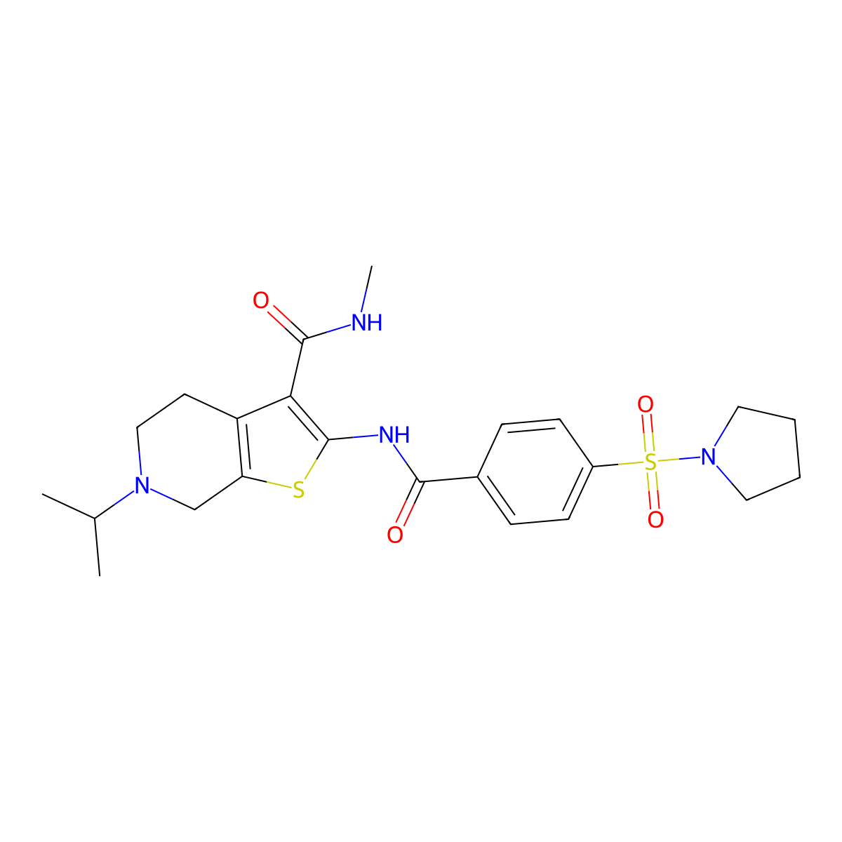 6-isopropyl-N-methyl-2-(4-(pyrrolidin-1-ylsulfonyl)benzamido)-4,5,6,7-tetrahydrothieno[2,3-c]pyridine-3-carboxamide molecular structure, CAS 533907-69-6