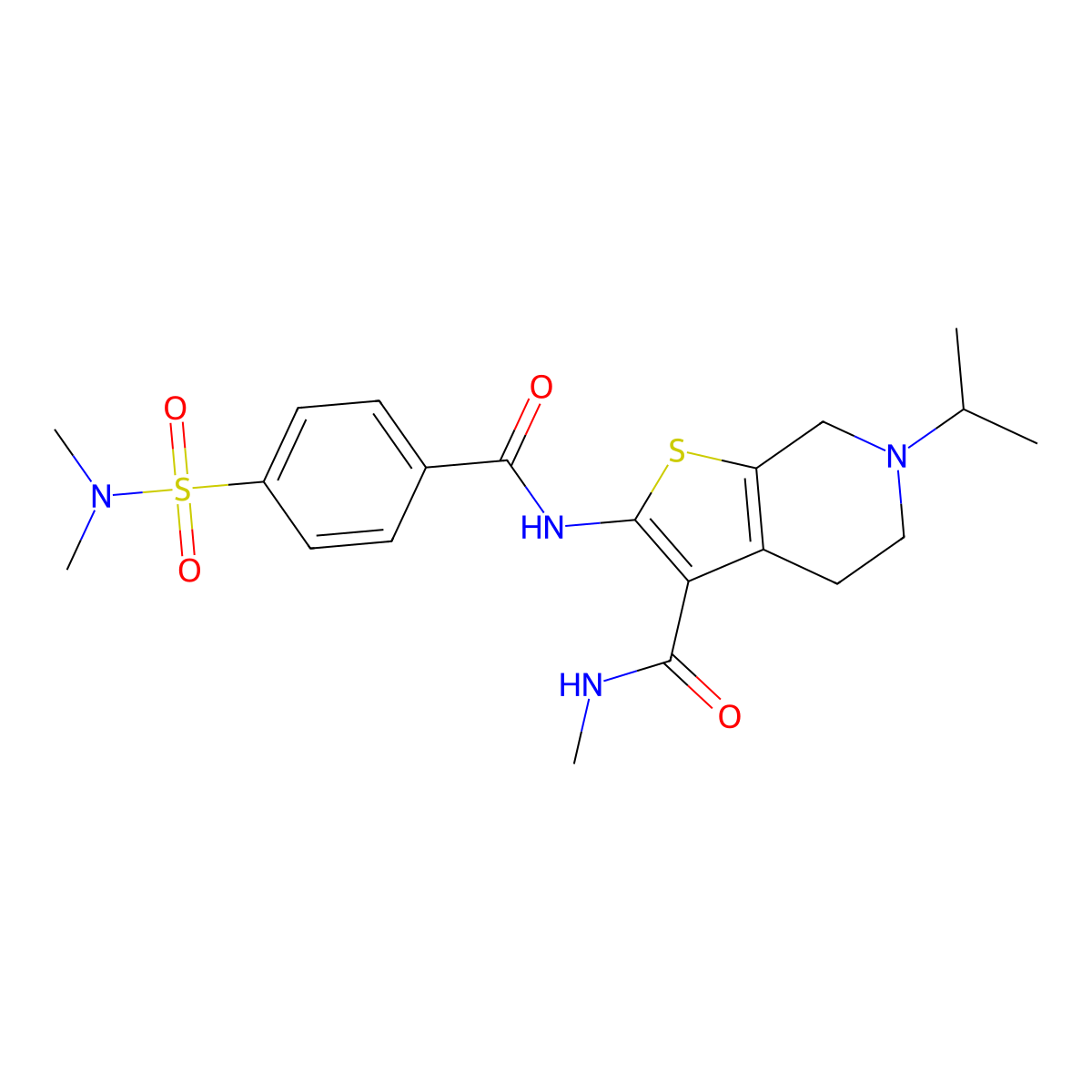 2-(4-(N,N-dimethylsulfamoyl)benzamido)-6-isopropyl-N-methyl-4,5,6,7-tetrahydrothieno[2,3-c]pyridine-3-carboxamide molecular structure, CAS 533908-81-5