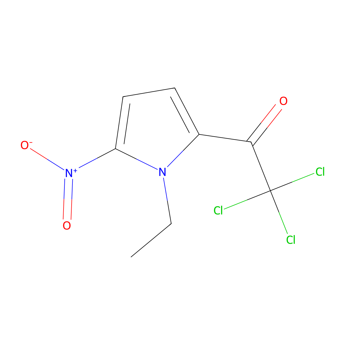 Ethanone, 2,2,2-trichloro-1-(1-ethyl-5-nitro-1H-pyrrol-2-yl)- molecular structure, CAS 53391-43-8