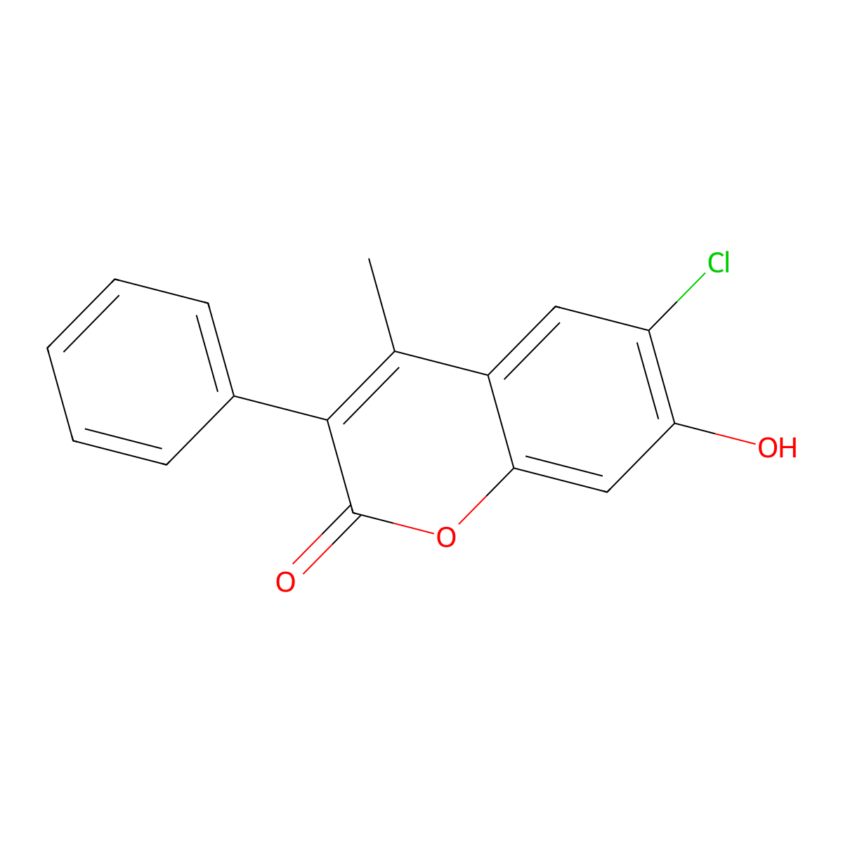 6-Chloro-7-hydroxy-4-methyl-3-phenylcoumarin molecular structure, CAS 53391-76-7