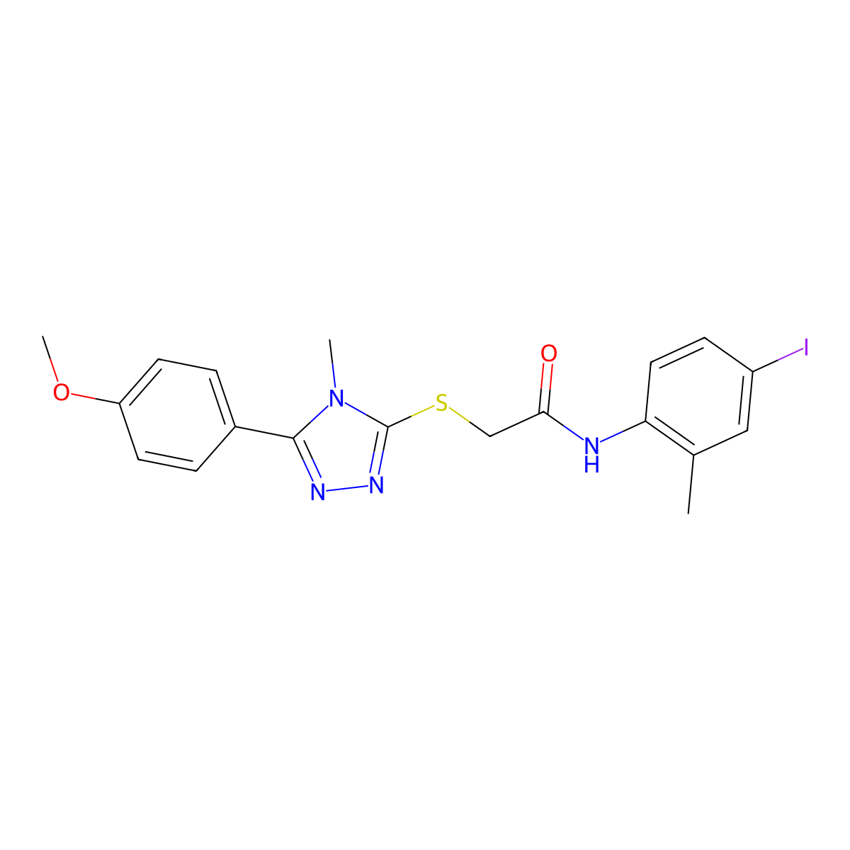 N-(4-iodo-2-methylphenyl)-2-{[5-(4-methoxyphenyl)-4-methyl-4H-1,2,4-triazol-3-yl]sulfanyl}acetamide molecular structure, CAS 533917-56-5