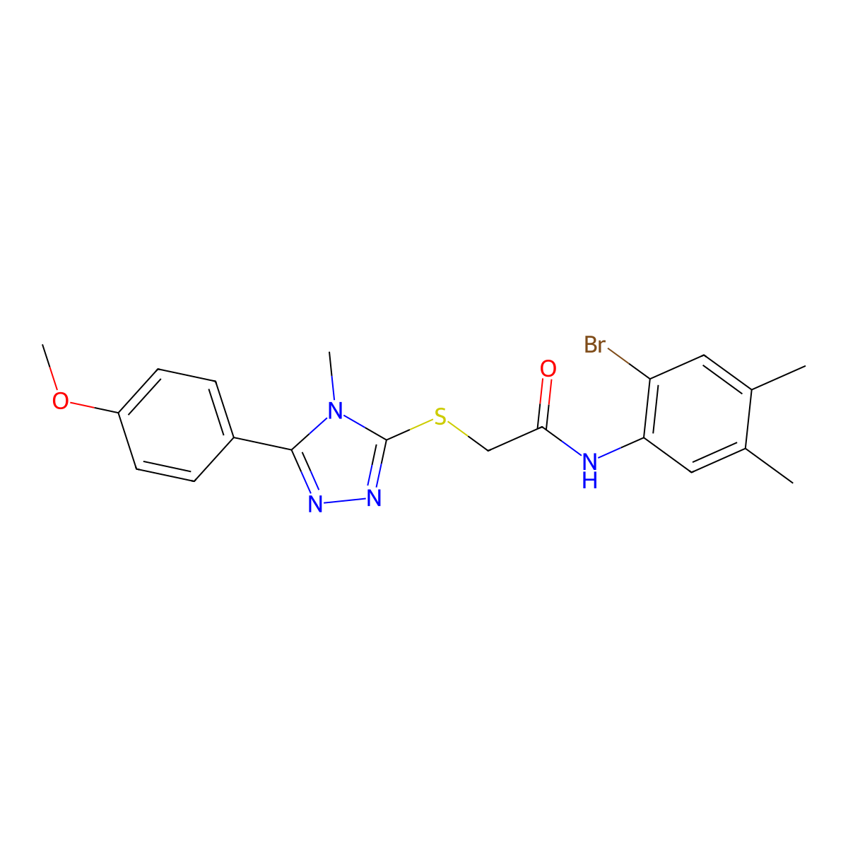 N-(2-bromo-4,5-dimethylphenyl)-2-[[5-(4-methoxyphenyl)-4-methyl-1,2,4-triazol-3-yl]sulfanyl]acetamide molecular structure, CAS 533917-98-5