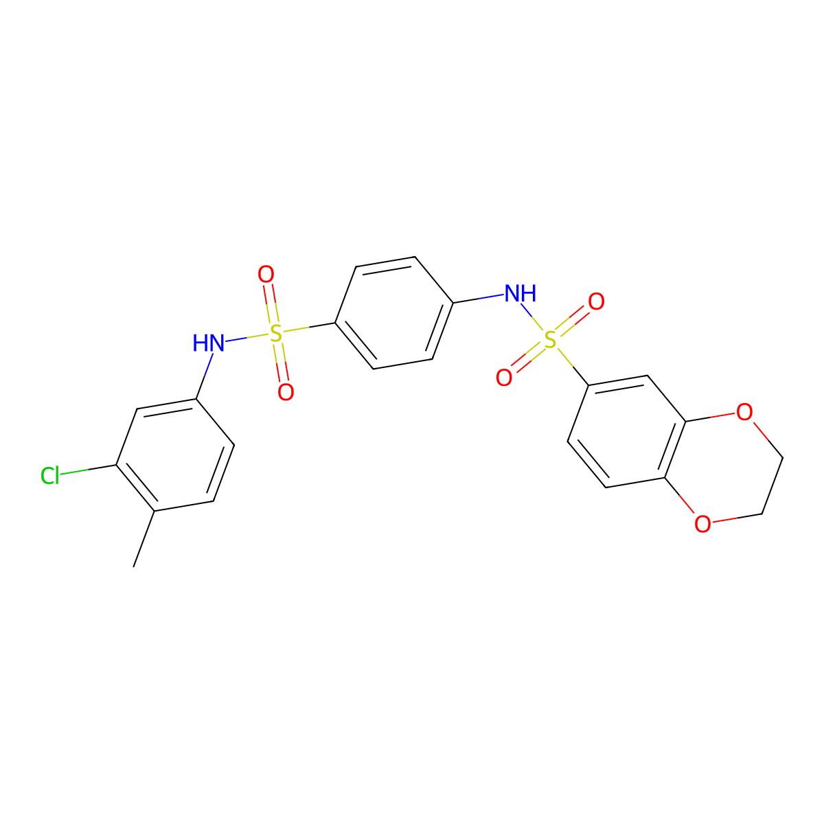 N-[4-[(3-chloro-4-methylphenyl)sulfamoyl]phenyl]-2,3-dihydro-1,4-benzodioxine-6-sulfonamide molecular structure, CAS 533918-76-2
