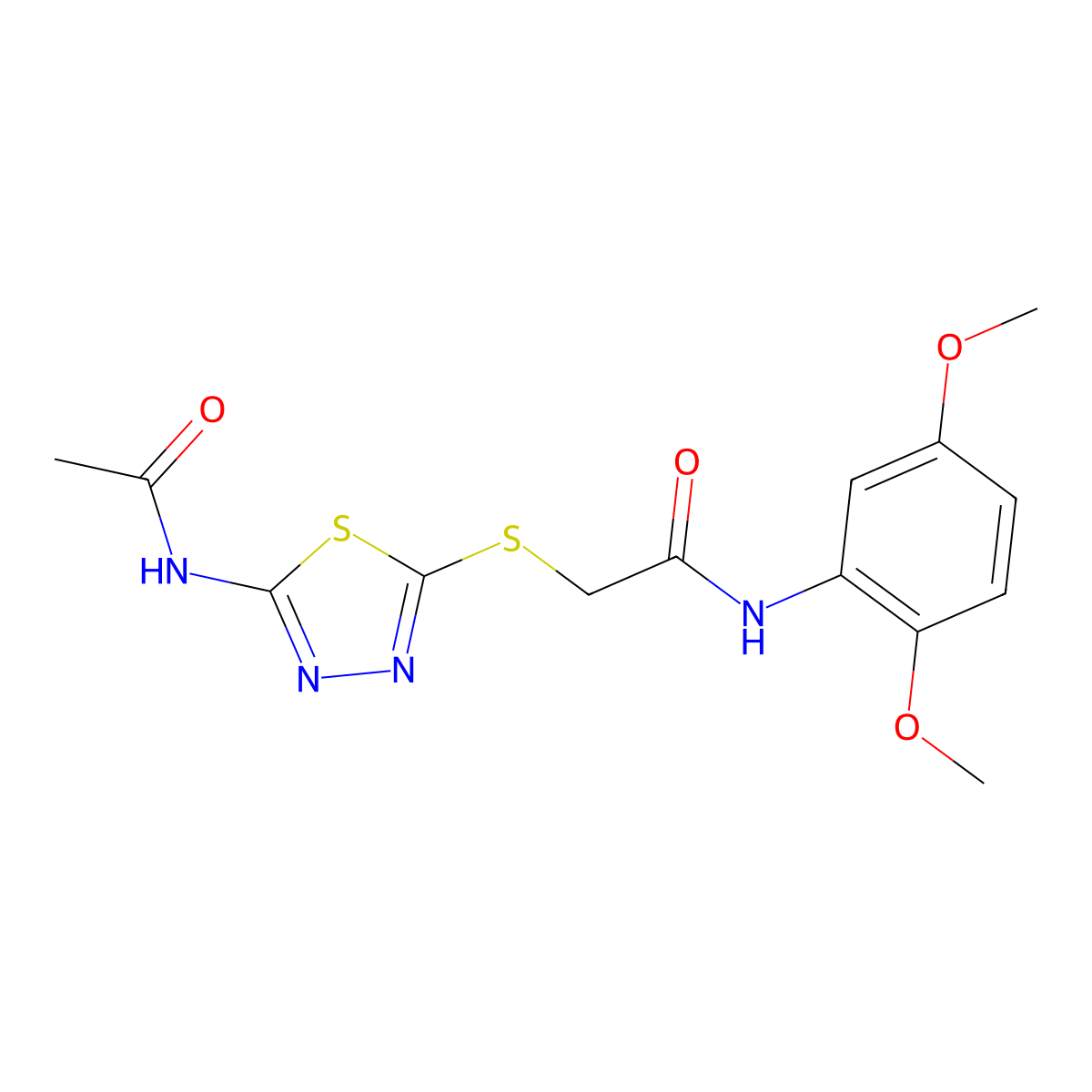 2-{[5-(acetylamino)-1,3,4-thiadiazol-2-yl]sulfanyl}-N-(2,5-dimethoxyphenyl)acetamide molecular structure, CAS 533919-56-1