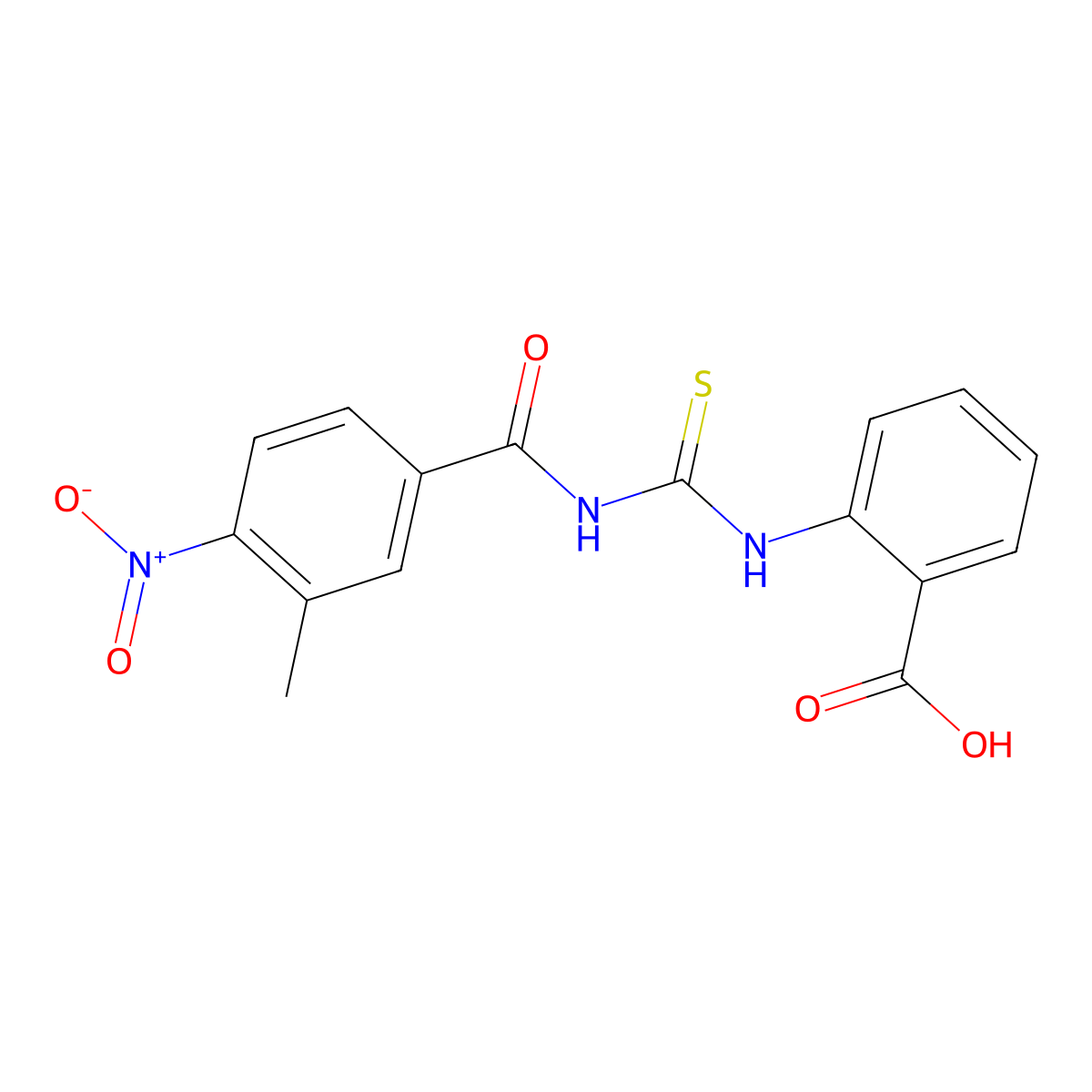 2-({[(3-Methyl-4-nitrophenyl)carbonyl]carbamothioyl}amino)benzoic acid molecular structure, CAS 533919-98-1