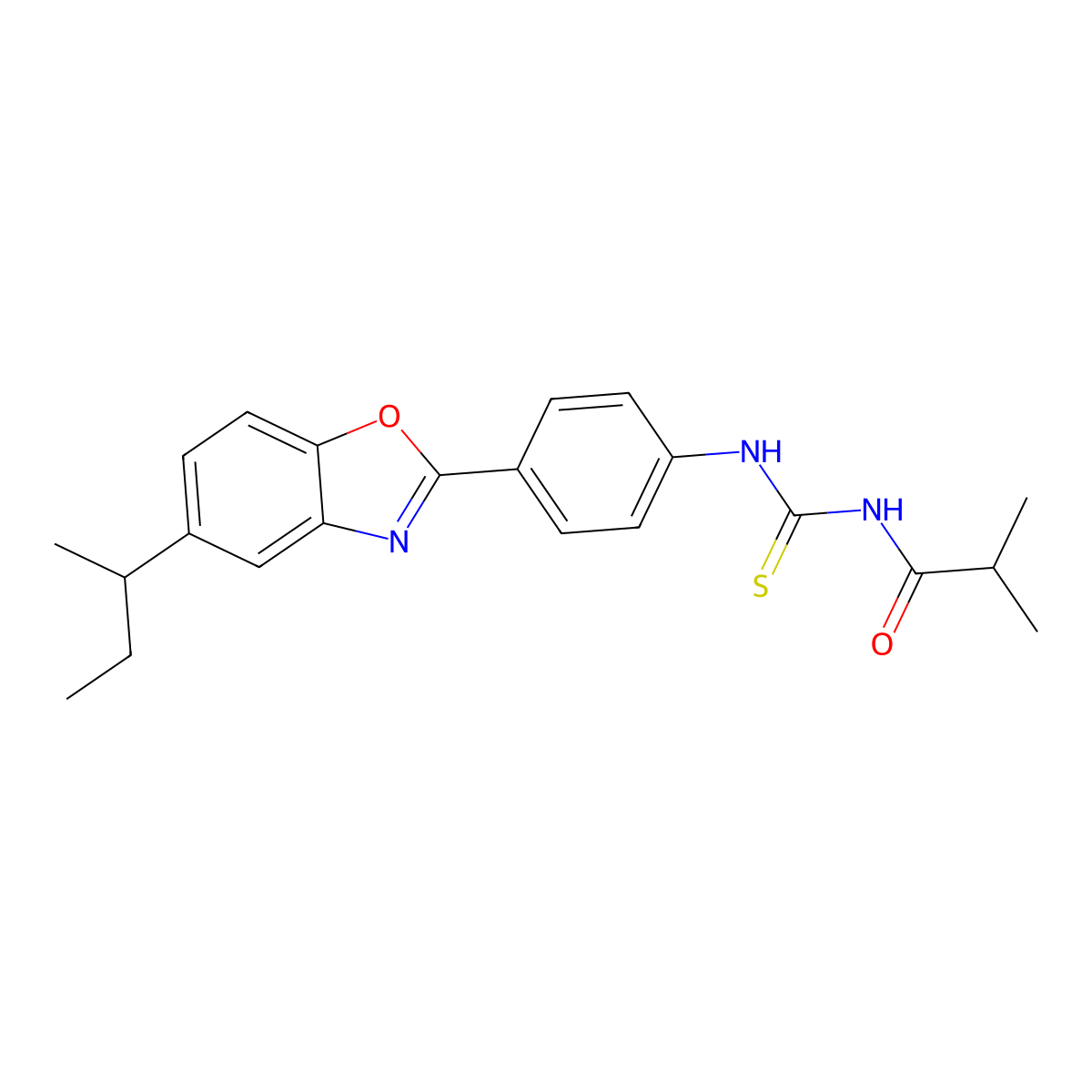 N-[[4-(5-butan-2-yl-1,3-benzoxazol-2-yl)phenyl]carbamothioyl]-2-methylpropanamide molecular structure, CAS 533921-03-8