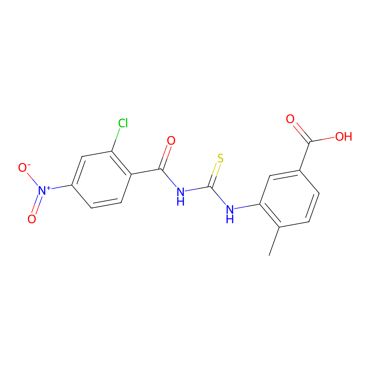 3-({[(2-Chloro-4-nitrobenzoyl)amino]carbonothioyl}amino)-4-methylbenzoic acid molecular structure, CAS 533921-64-1