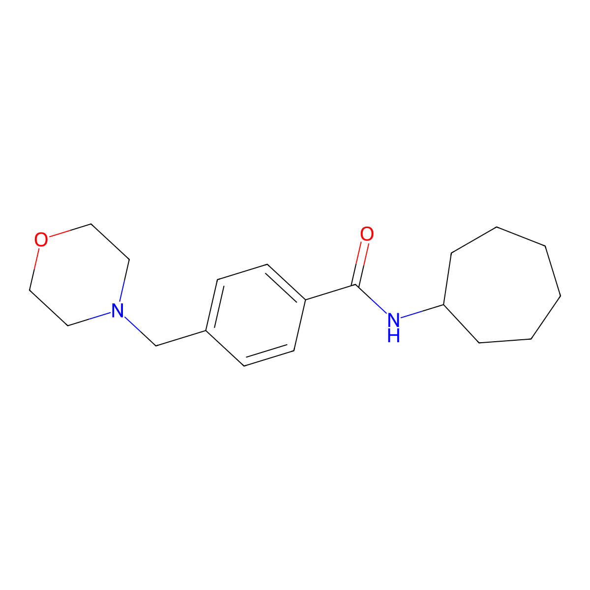 N-cycloheptyl-4-(morpholin-4-ylmethyl)benzamide molecular structure, CAS 533921-80-1