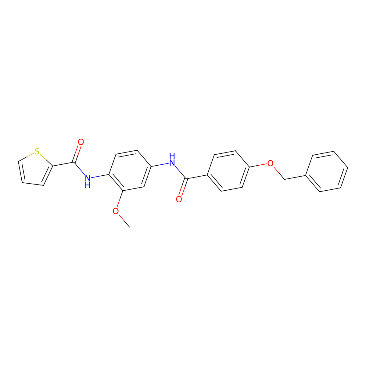 N-[2-methoxy-4-[(4-phenylmethoxybenzoyl)amino]phenyl]thiophene-2-carboxamide molecular structure, CAS 533921-84-5
