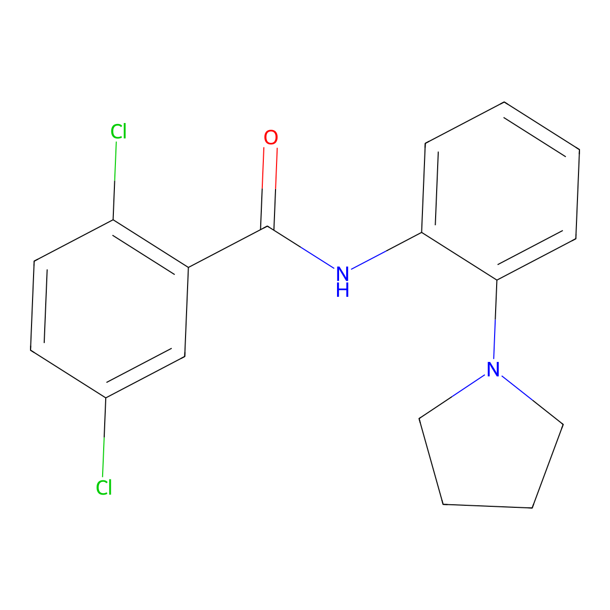 2,5-Dichloro-N-(2-(pyrrolidin-1-yl)phenyl)benzamide molecular structure, CAS 533922-22-4