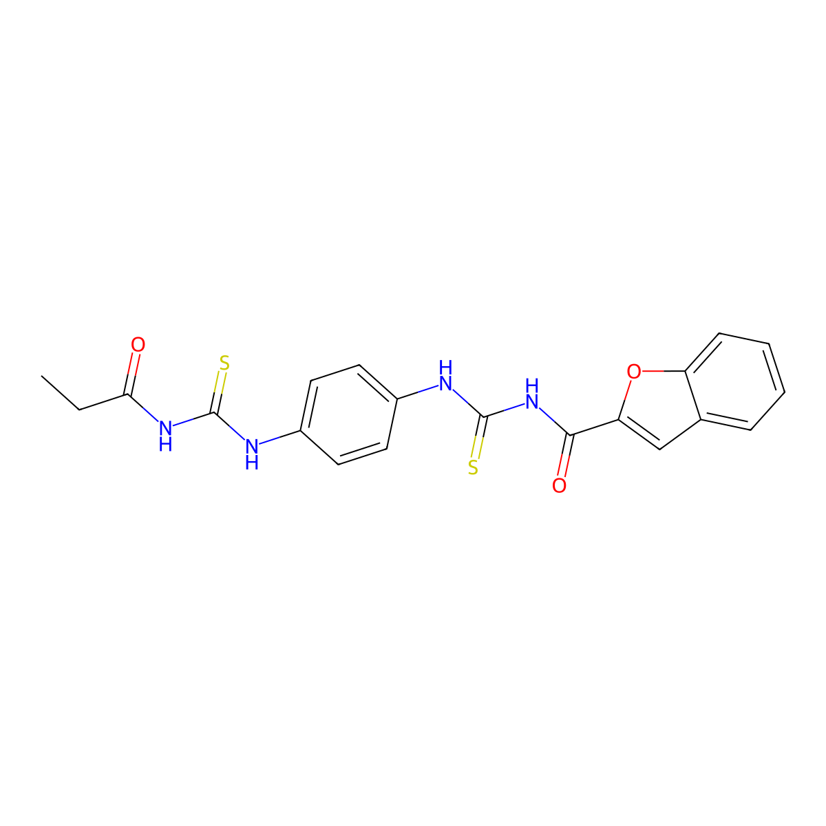 N-[[4-(propanoylcarbamothioylamino)phenyl]carbamothioyl]-1-benzofuran-2-carboxamide molecular structure, CAS 533922-25-7