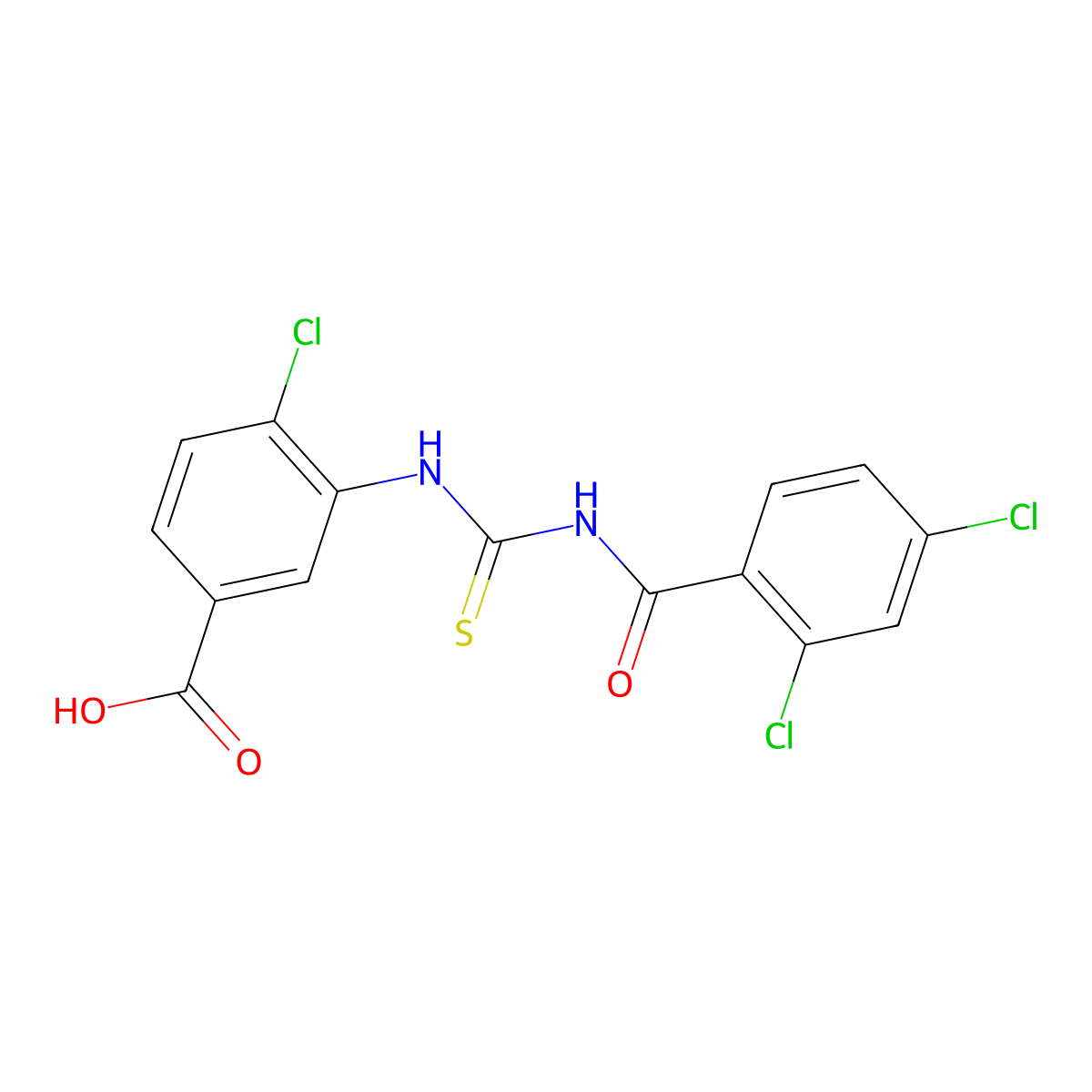 4-Chloro-3-({[(2,4-dichlorophenyl)carbonyl]carbamothioyl}amino)benzoic acid molecular structure, CAS 533922-44-0