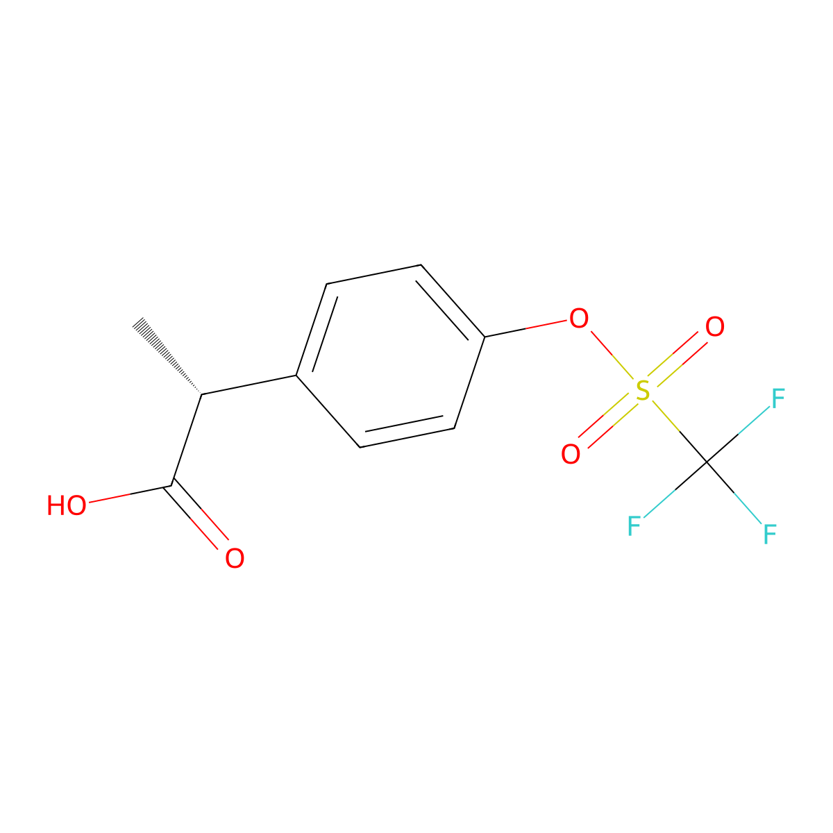 (R)-2-[4-[[(trifluoromethyl)sulfonyl]oxy]phenyl]propanoic Acid molecular structure, CAS 533931-60-1