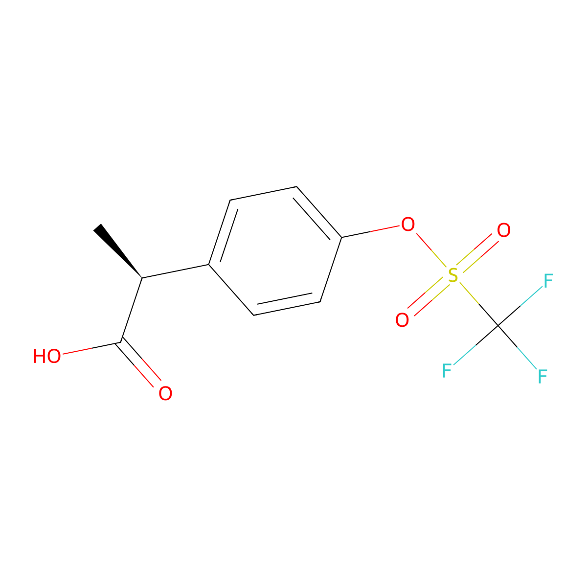 (S)-2-[4-[[(Trifluoromethyl)sulfonyl]oxy]phenyl]propanoic Acid molecular structure, CAS 533931-72-5