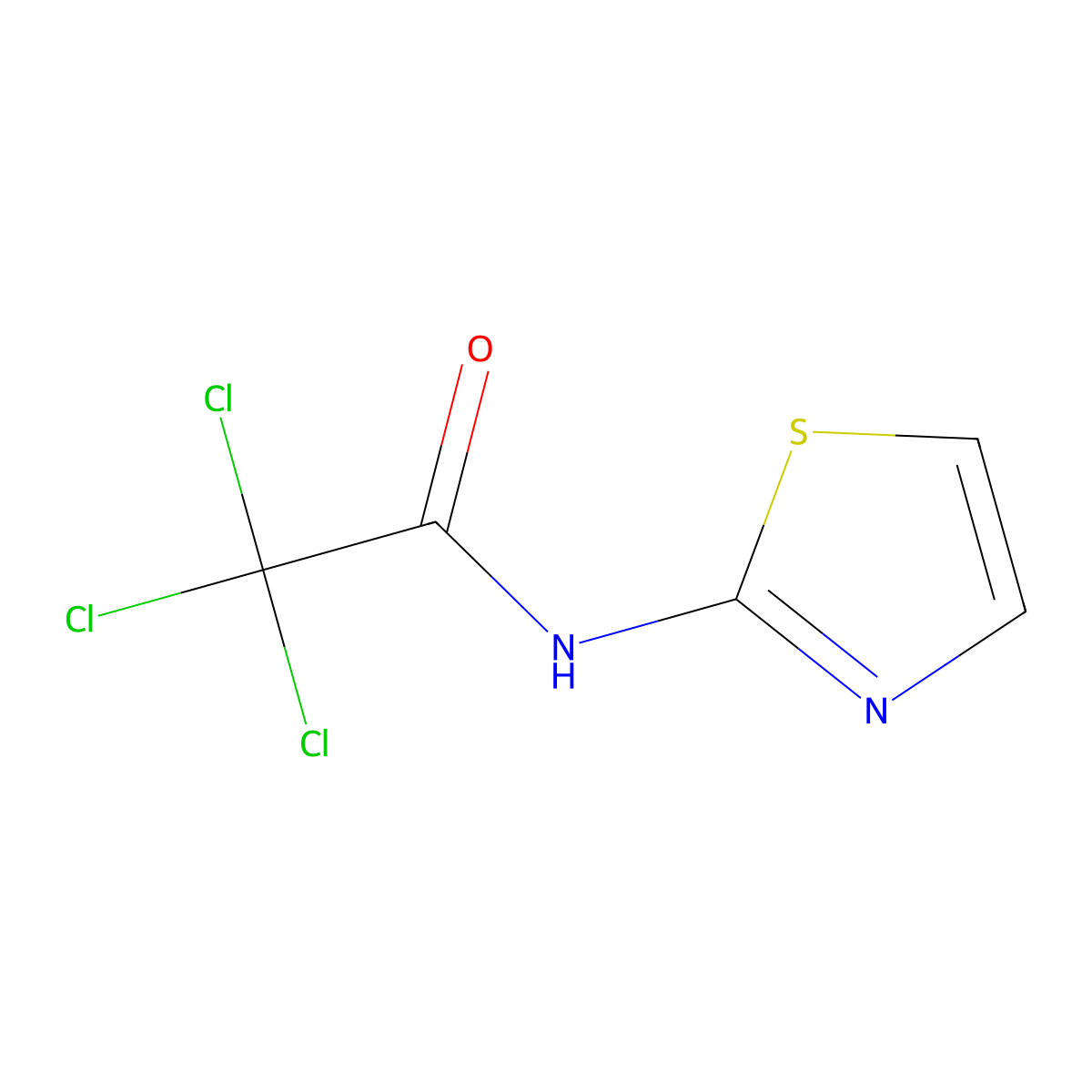 2,2,2-trichloro-N-(1,3-thiazol-2-yl)acetamide molecular structure, CAS 53399-01-2