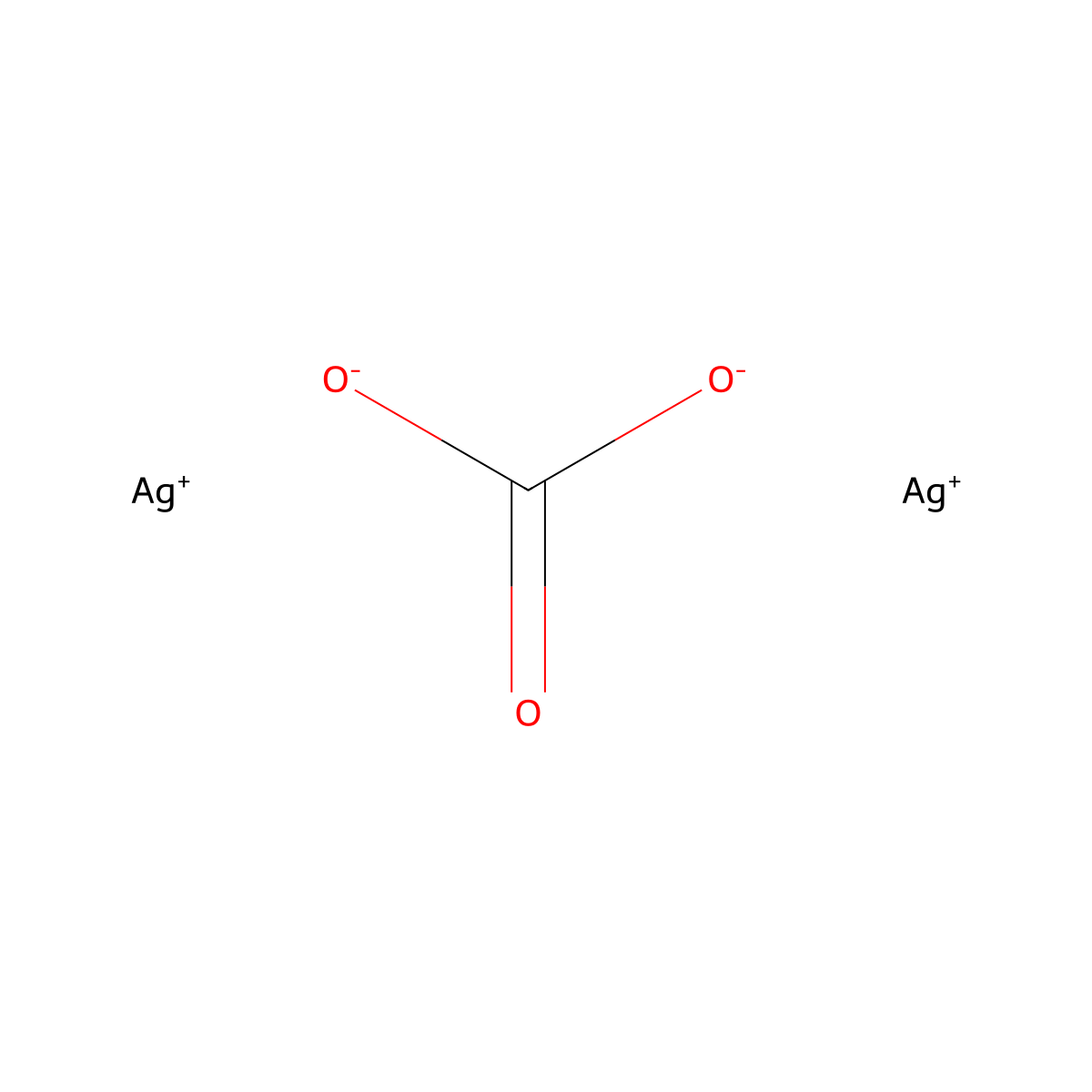 Silver carbonate molecular structure, CAS 534-16-7