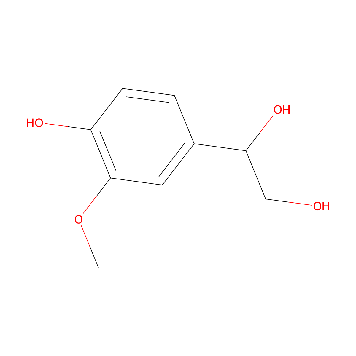 Methoxyhydroxyphenylglycol molecular structure, CAS 534-82-7