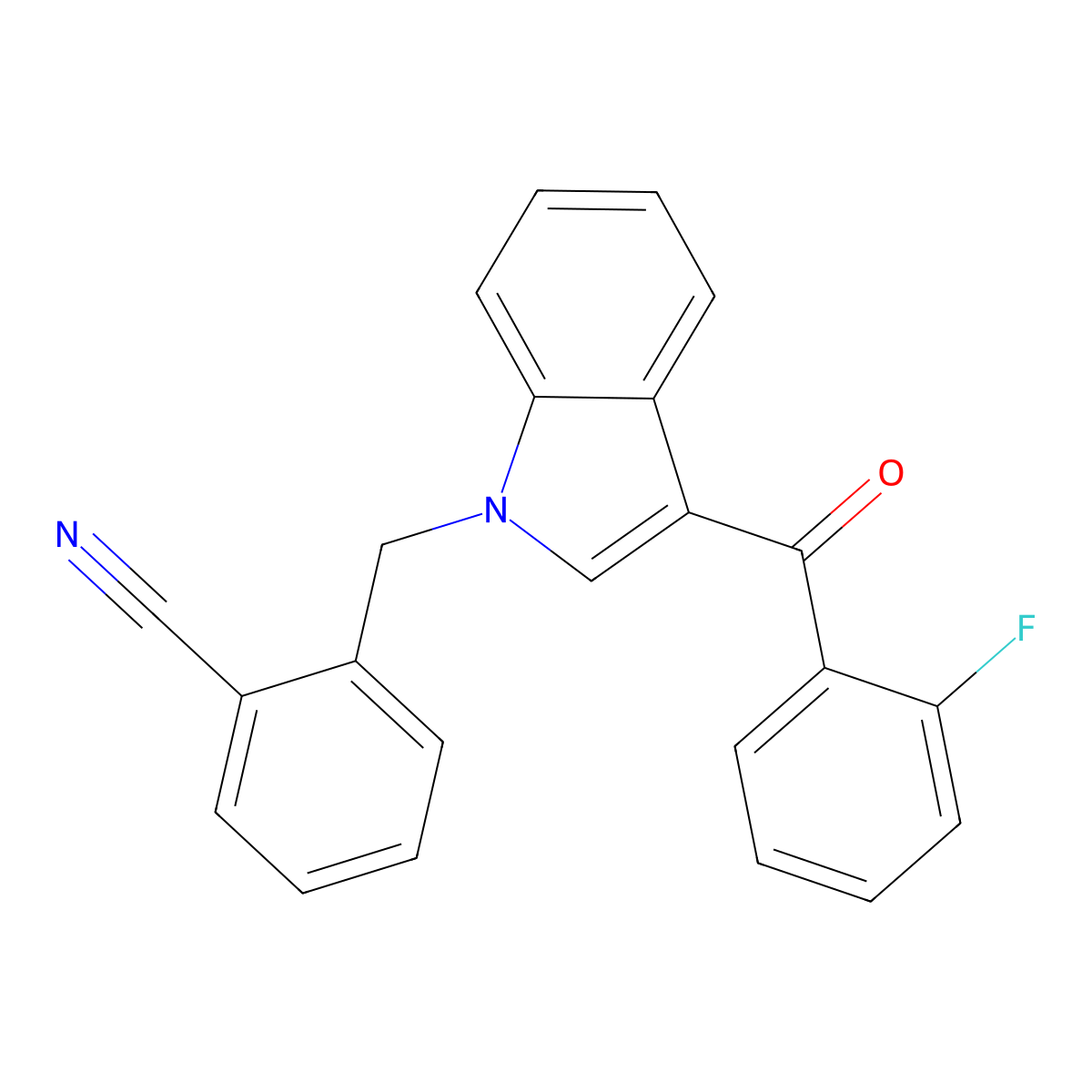 2-[[3-(2-Fluorobenzoyl)indol-1-yl]methyl]benzonitrile molecular structure, CAS 5340-97-6