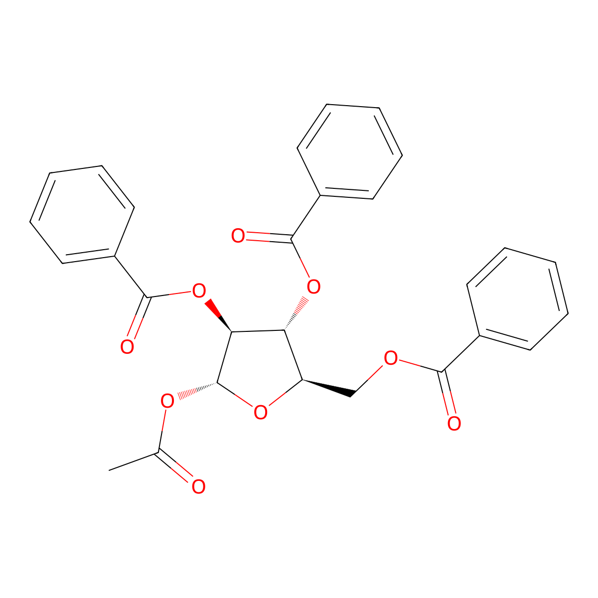 (2R,3S,4R,5R)-2-Acetoxy-5-((benzoyloxy)methyl)tetrahydrofuran-3,4-diyl dibenzoate molecular structure, CAS 53403-35-3